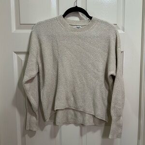 American Eagle Crewneck Long Sleeve Ribbed Sweater Size Small Cream Tan